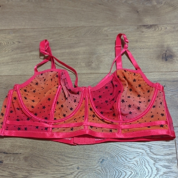 Torrid Raspberry Pink Ombre Star Mesh Bralette sz 1 - Picture 3 of 10